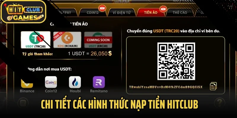 Chi tiết các hình thức nạp tiền Hitclub